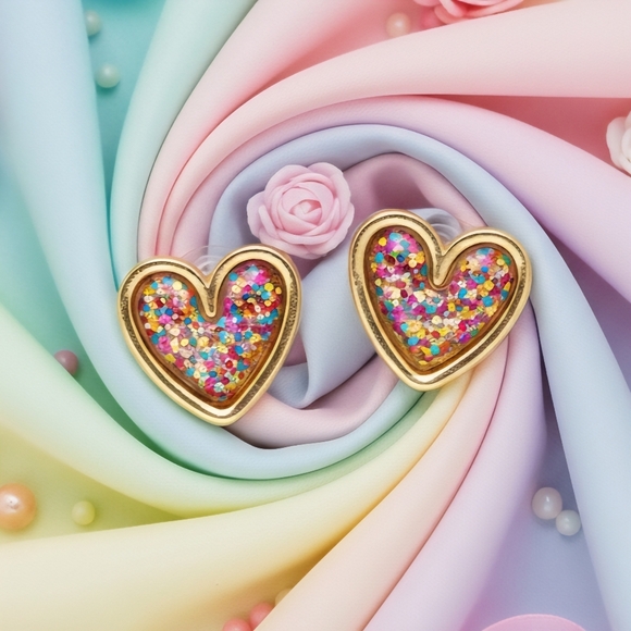 🆕️Trendy Minimalist Colorful Heart Stud Earrings | Zinc Alloy & Stainless Steel - Picture 1 of 8